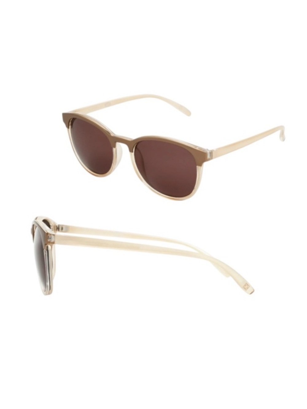 Foster Grant Polarized Trend Cat Eye Cream Frame Sunglasses with Brown Lenses